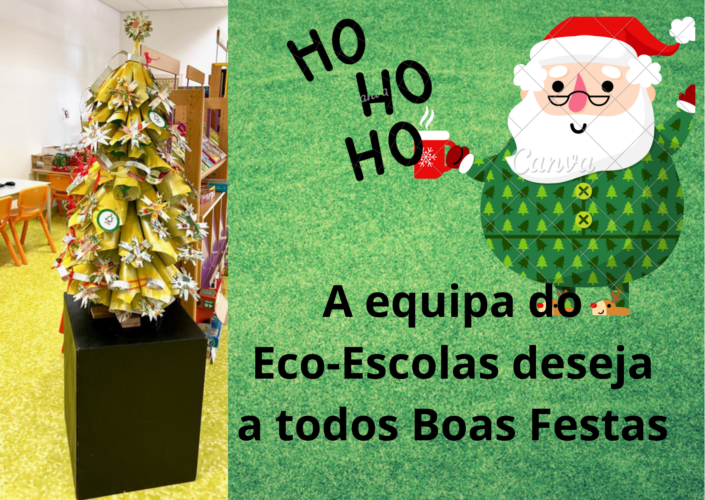 Trabalho Final- Com a fotografia da Árvore de Natal, foi feito um cartão de Boas Festas, para colocar na Página da Escola, para divulgar a atividade e dar as Boas Festas, à comunidade.