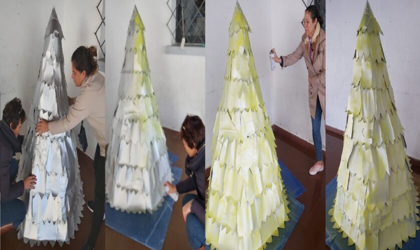 Para além da ajuda dada na recolha das embalagens Tetra Pak da Compal, alguns pais e encarregados de educação colaboraram na pintura amarela da nossa árvore.