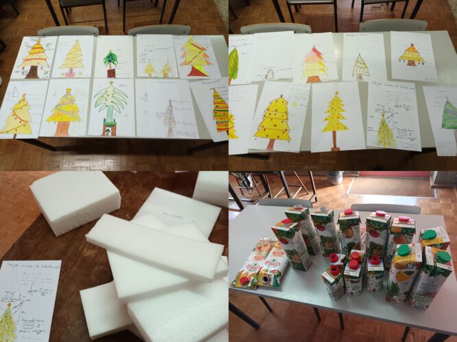 Projetos e materiais para a construção da Árvore de Natal.