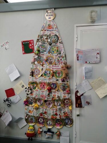 Depois de lermos todas as cartas e postais elaborados pela família, foi exposta para toda a comunidade escolar para que pudessem ler também!