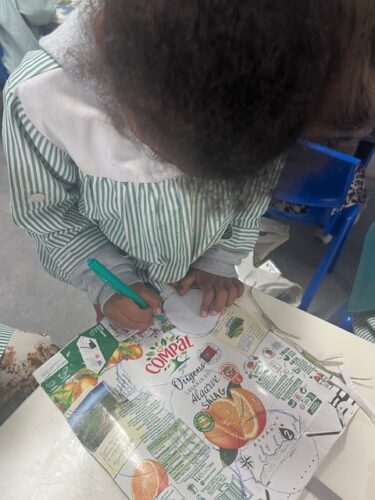 - Seleção das embalagens Compal: limpeza das embalagens e observação das mesmas para a construção da nossa árvore e enfeites