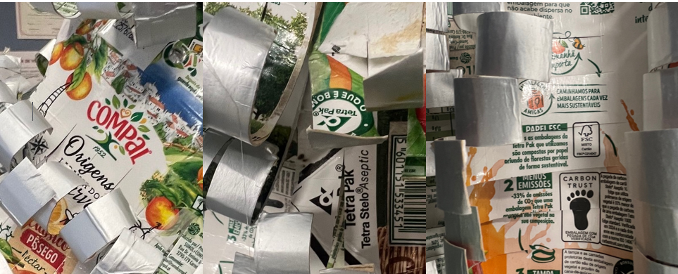 Detalhes com destaque para a simbologia Tetra Pack e Compal