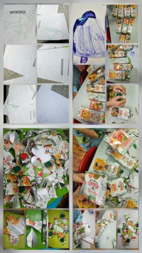 Preparar embalagens, desenho de efeites possíveis e recorte.