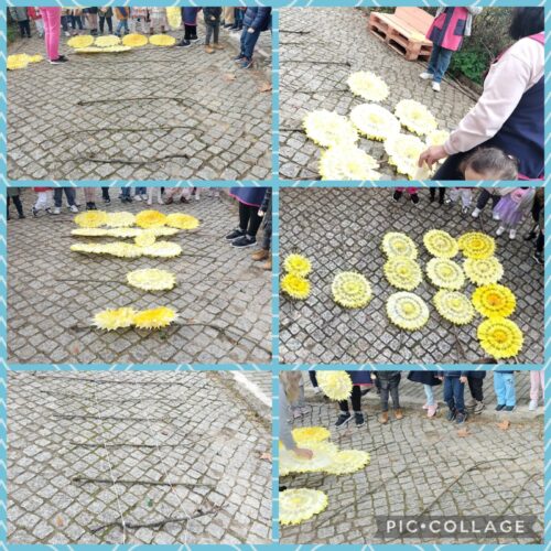 Registo de parte do processo de construção da árvore de Natal.