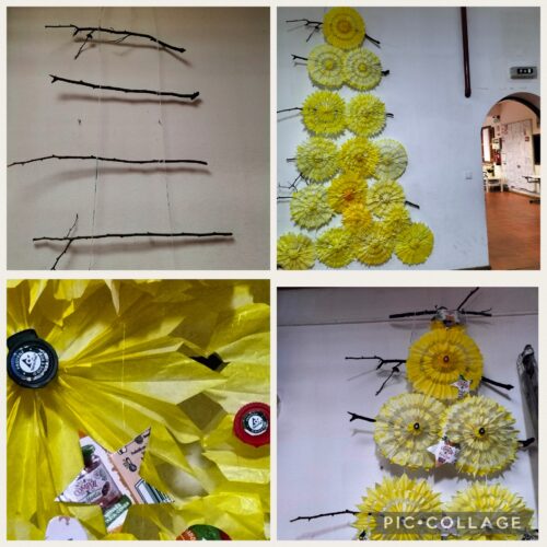 Montagem da árvore no pátio da Escola.