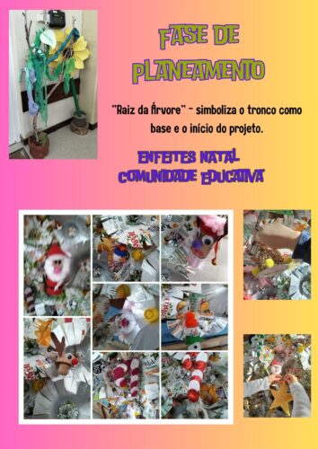 Fase de Planeamento “Raiz da Árvore” – o tronco simboliza a base e o início do projeto. Participação da comunidade Educativa na construção dos enfeites.