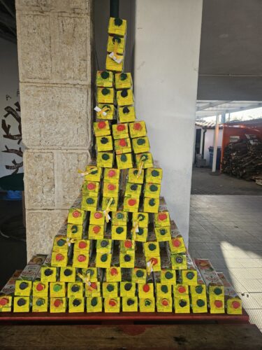 Montagem da árvore de Natal e respetivas mensagens - As mensagens escritas apelam à necessidade de separar, reciclar e reutilizar, cuidar do meio ambiente/planeta, ao respeito mútuo, à paz no meio escolar e no mundo, gestos solidários, …