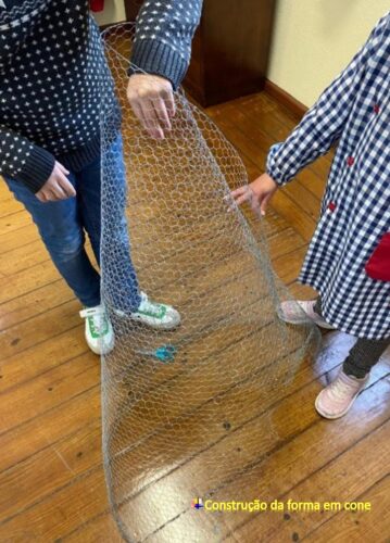 Formação do cone para realização da árvore de Natal