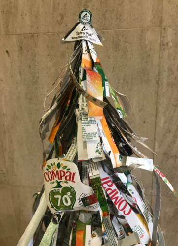 Embalagens da Compal e símbolos da Tetra Pack