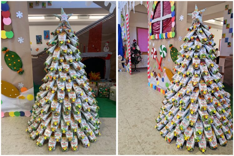 A nossa Árvore de Natal Amarela, no espaço da nossa escola.