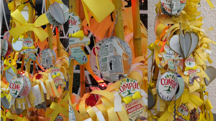 Foto 4 – Adereços construídos com embalagens Compal,