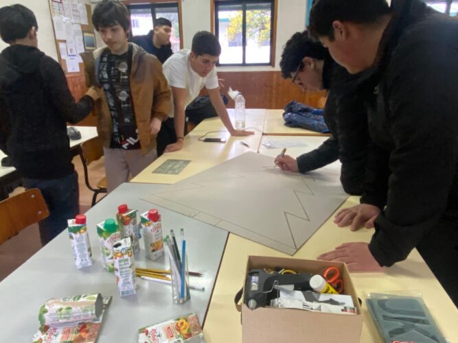 Envolvimento dos alunos do 1º A na construção do projeto.