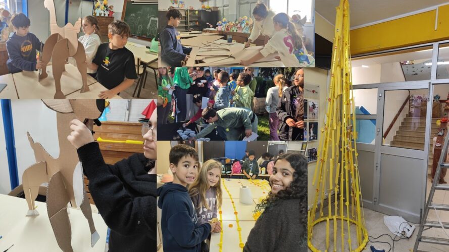 Sementeira das searinhas, execução de fitas, construção das renas e montagem da árvore.