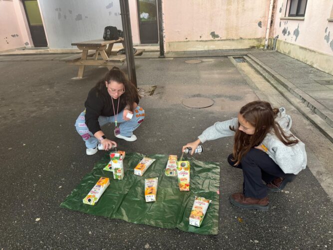 Para que fique mais dourada salpicam-se os pacotes Compal com cor ecológica apropriada!