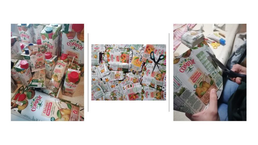 Recolha e recorte das embalagens