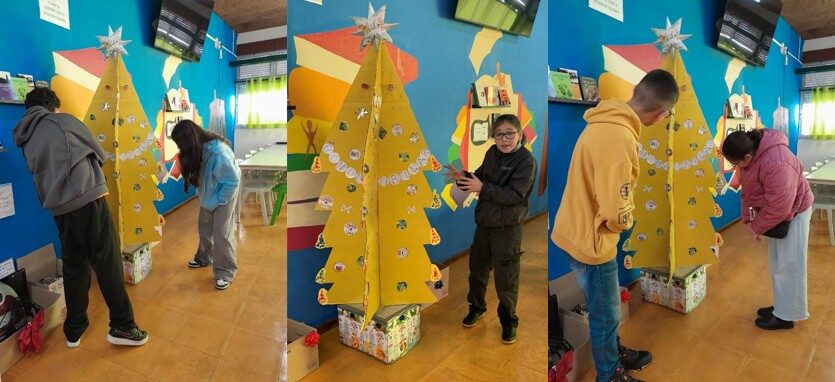 Árvore na sala do aluno e bar.