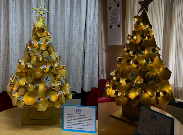 Com a elaboração da árvore, os alunos desenvolveram competências em geometria, exploraram a estética visual e reforçaram a consciência ambiental, transmitindo uma mensagem clara sobre a importância da reciclagem e reutilização das embalagens do dia a dia.