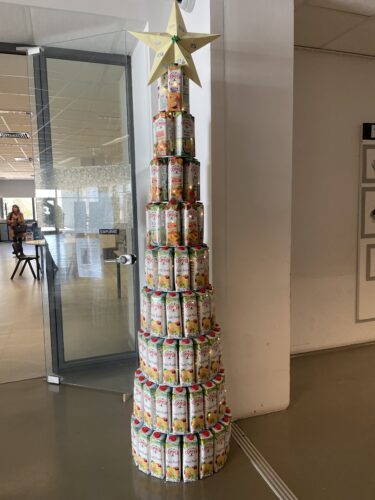 Árvore no átrio da escola.