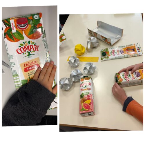 Embalagens com os símbolos Compal e Tetra Pak.