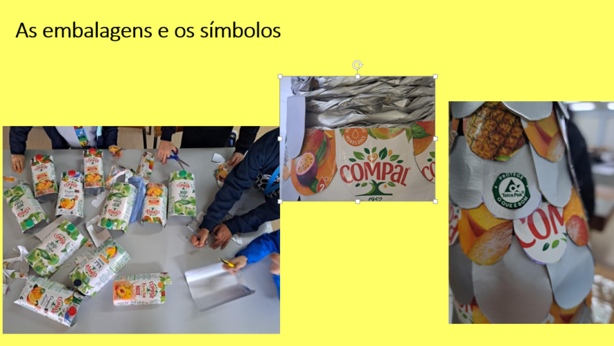 Ao longo das semanas recolhemos dezenas de embalagens de Sumo da Compal, para a realização do trabalho.