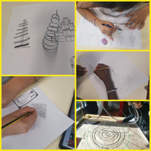 Elaboração do projeto da Árvore de Natal - Natal Amarelo, nas aulas de Educação Tecnológica.